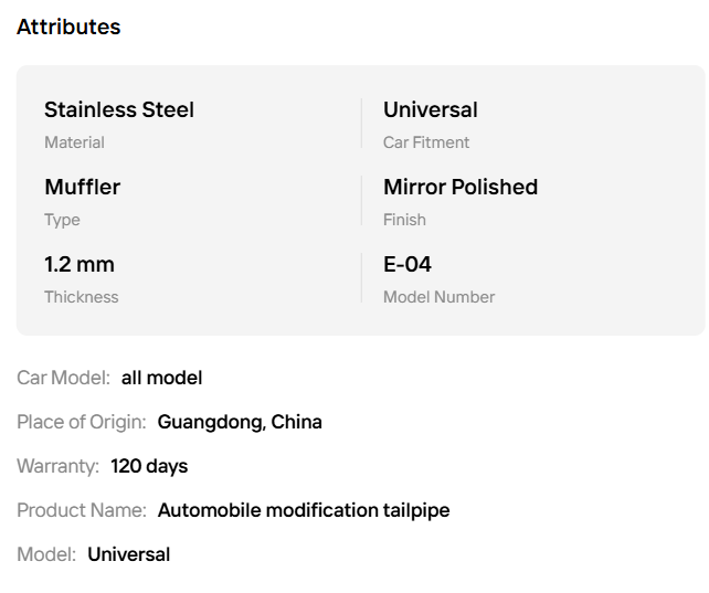 universal car exhaust muffler tip stainless steel